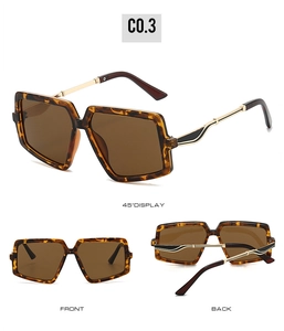 Multi-angle view of oversized tortoise shell sunglasses with gold metal temples