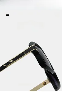 Détail des lunettes de soleil noires légères avec branches dorées super élastiques