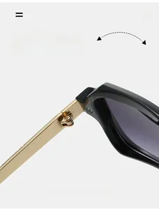Détail rapproché des charnières métalliques robustes sur lunettes de soleil carrées
