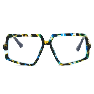 Monture De Lunettes Carrées Surdimensionnées PC Métal Mode Géométrique Lunettes Anti Lumière Bleue Pour Femmes Hommes