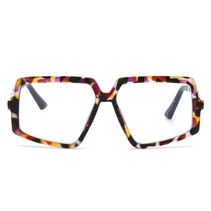 Monture de lunettes carrée oversize chic avec motif léopard et design géométrique