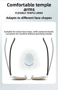 Détail des branches métalliques flexibles de lunettes avec design élastique adaptatif