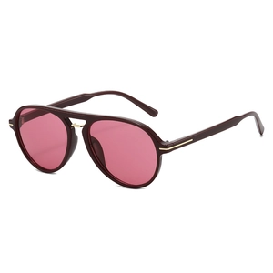 Retro Aviator Sunglasses With Double Bridge UV400 Protection PC Frame Fashion Eyewear Unisex