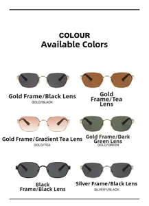 Detailed comparison of vintage polygonal metal sunglasses in six different color options