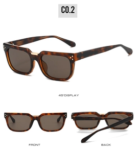 Vue multi-angles de lunettes de soleil carrées rétro en écaille et détails dorés