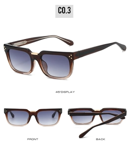 Vue triple de lunettes de soleil œil-de-chat dégradé marron avec pont en métal doré