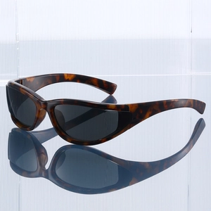 Lunettes de soleil de sport Y2K écaille de tortue avec verres gris foncé