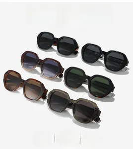 Detailed overhead view of polygon fashion sunglasses in six assorted colors and frames