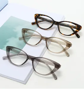Detail of vintage cat-eye glasses frames in tortoiseshell and clear acetate finishes