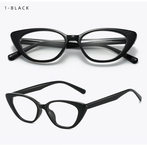 Front and side view of vintage black cat-eye glasses frames for men and women