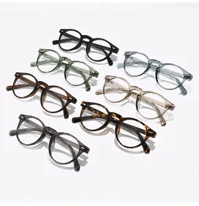 Detailed view of vintage TR90 round glasses frames in multiple colors and hinge rivets