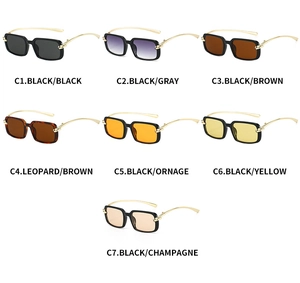 Variantes de couleurs de lunettes de soleil carrées rétro avec branches à nœuds métalliques