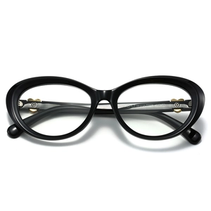 Women Cat Eye Eyeglasses Frames TR90 Anti Blue Light Blocking Glasses With Metal Heart Decor Retro Optical Frame