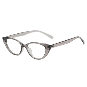 Retro cat-eye glasses frame in translucent grey with a lightweight plastic structure