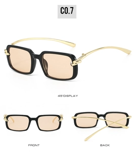 Lunettes de soleil rectangulaires rétro avec détail de nœud doré et branches fines
