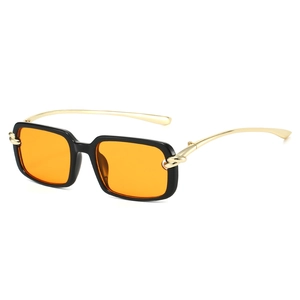 Lunettes De Soleil Rectangulaires Rétro Avec Branche À Nœud Métallique Protection UV400 Lunettes Carrées Mode Extérieur