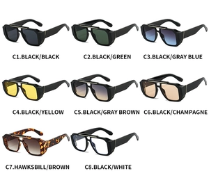 Grille détaillée de lunettes de soleil aviateur à double pont en huit coloris variés