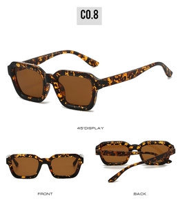 Detailed multi-angle views of square tortoise shell sunglasses with brown resin lenses