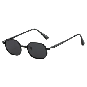 Classic black octagonal geometric metal sunglasses with polarized UV protection lenses
