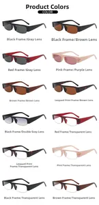 Detail view of rectangular sunglasses in 12 color variants with PC half-frames