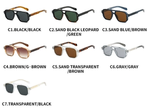 Grid view showcasing seven color options for pilot sunglasses with matte frames
