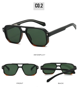 Three-view display of aviator sunglasses with matte frame and silver arrow accents