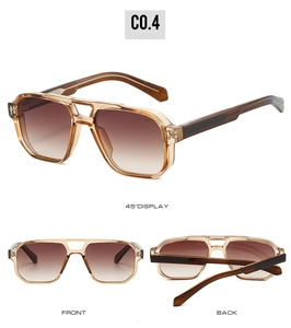 Three views of matte pilot sunglasses with brown gradient lenses and double bridge detail