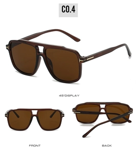 Detail view of double bridge aviator sunglasses with leopard frame and gold T-hinges