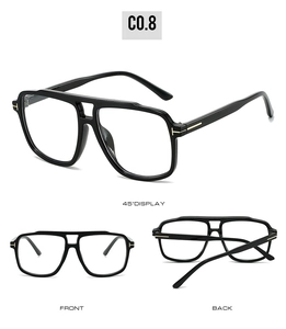 Detailed views of double-bridge aviator sunglasses with signature gold T-shaped metal hinges