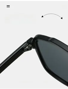 Detail of durable texture hinge and metal reinforced structure on black sunglasses