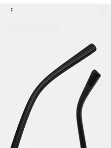 Close-up of matte black curved temple tips for comfortable ergonomic sunglasses fit