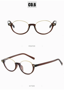 Détail de lunettes de soleil en écaille avec monture demi-cerclée dorée et logo M