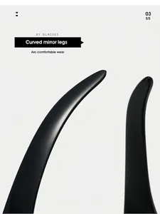 Macro view of curved mirror legs on sunglasses designed for ergonomic comfort