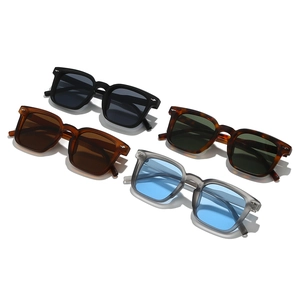 Square minimalist sunglasses with arrow rivet accents and retro vintage frame colors
