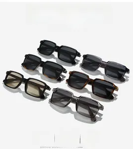 Detail view of square frame sunglasses showing various color options with CE marked temples
