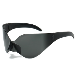 Oversized Y2K Rimless Sunglasses One Piece Cycling Mirror Sun Glasses For Men Women Future Cyberpunk Fashion Sport Eyewear