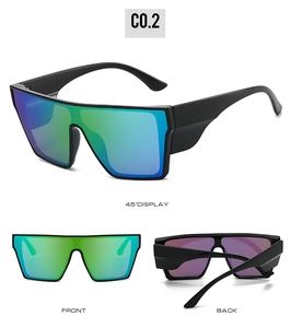Detailed views of cycling sunglasses with gradient green lenses and black frame
