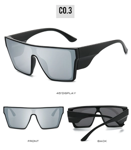 Detailed views of sports cycling sunglasses with black frame and silver mirrored lenses