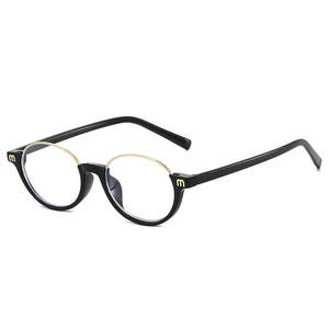 Lunettes de soleil ovales polarisées demi-cerclées rétro noir et or avec logo M