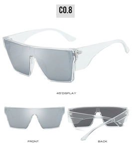 Three-angle view of silver mirrored sports sunglasses with transparent frames for cycling