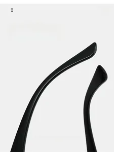 Detail of ergonomic curved black temple tips for comfortable fit on cycling sunglasses