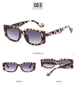 Square fashion sunglasses with multi-angle view of pink and yellow textured frames