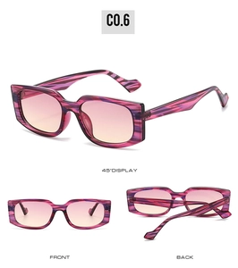 Detail view showing marble texture square frame sunglasses from multiple angles