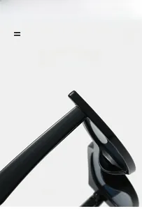 Macro detail showing high-elasticity hinges and polished PC frame of square sunglasses