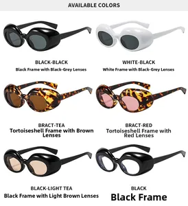 Multiples options de couleurs pour lunettes de soleil ovales vintage avec montures noires
