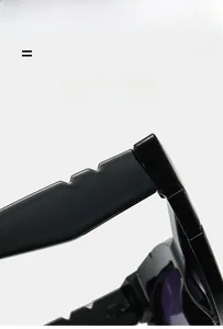 Close-up of wide-temple square sunglasses featuring durable and elastic glossy frames