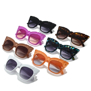 Fashionable square frame sunglasses with thick temples in multiple assorted colors