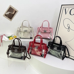 Fashion Transparent PVC Handbag With PU Leather Inner Pouch And Adjustable Shoulder Strap Casual Crossbody Bag For Women