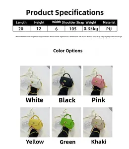 Size chart and multi-color selection of the textured chain crossbody square bag