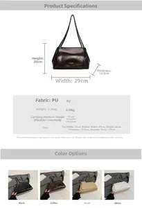 Detailed size chart and dimensions of the retro chain strap shoulder bag for women